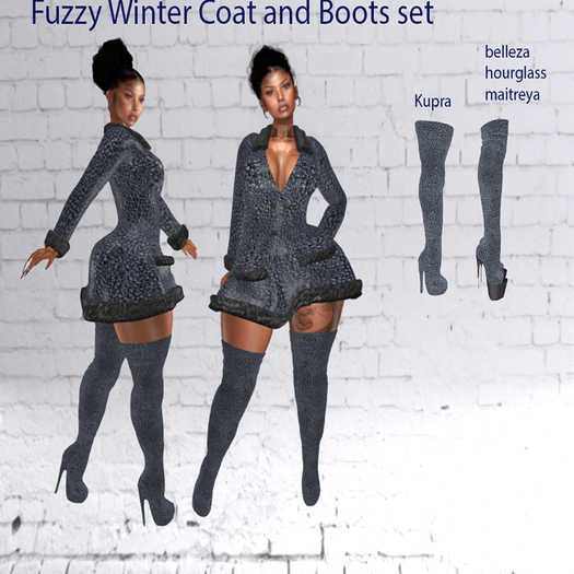 Second Life Marketplace Fuzzy winter Coat Set.